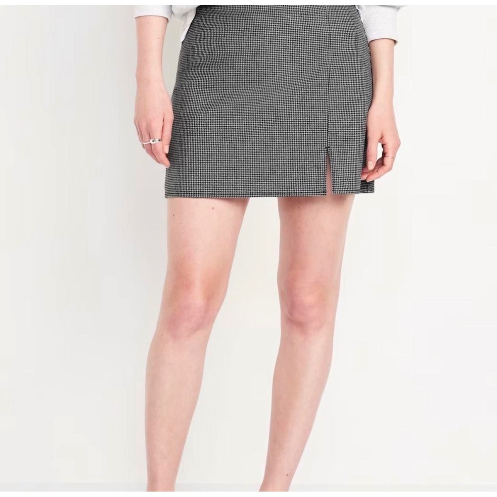 Old navy fall houndstooth mini‎ skirt large basic preppy academia gray charcoal